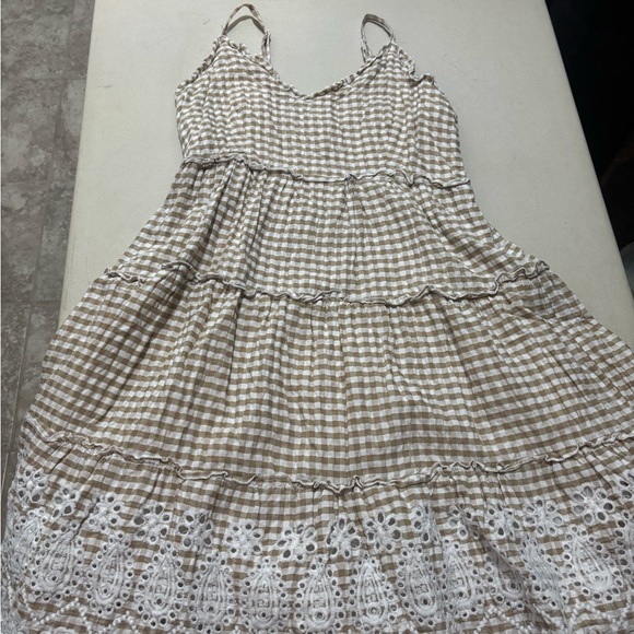 Jessica Simpson | Dresses | Jessica Simpson Brown And White Gingham Dress |  Poshmark